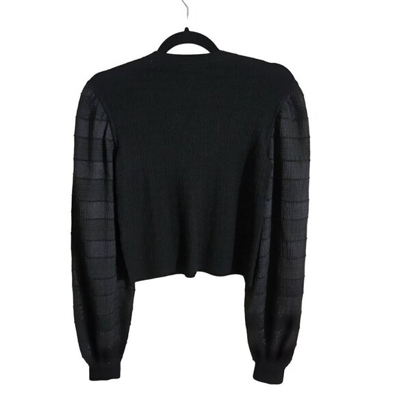 Club Monaco Black Woven Sleeve Crewneck Top Size XS - Picture 3 of 9